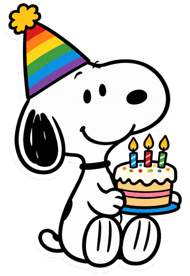 snoopy with cake